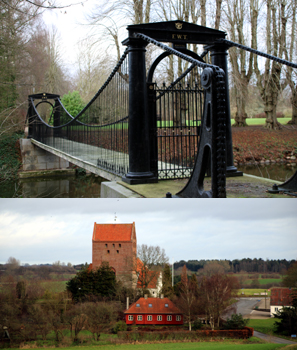 Gamtofte kirke og bro ved Brahesborg Gods