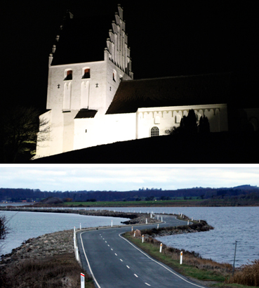 Kærum Kirke og Helnæs-dæmningen